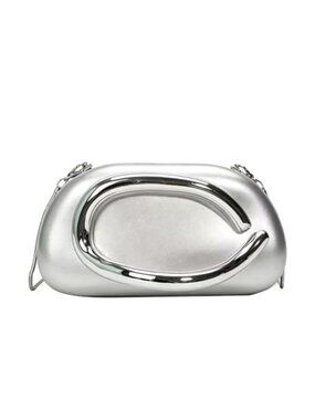 PU Leather Round Evening Clutch With Detachable Chain Strap